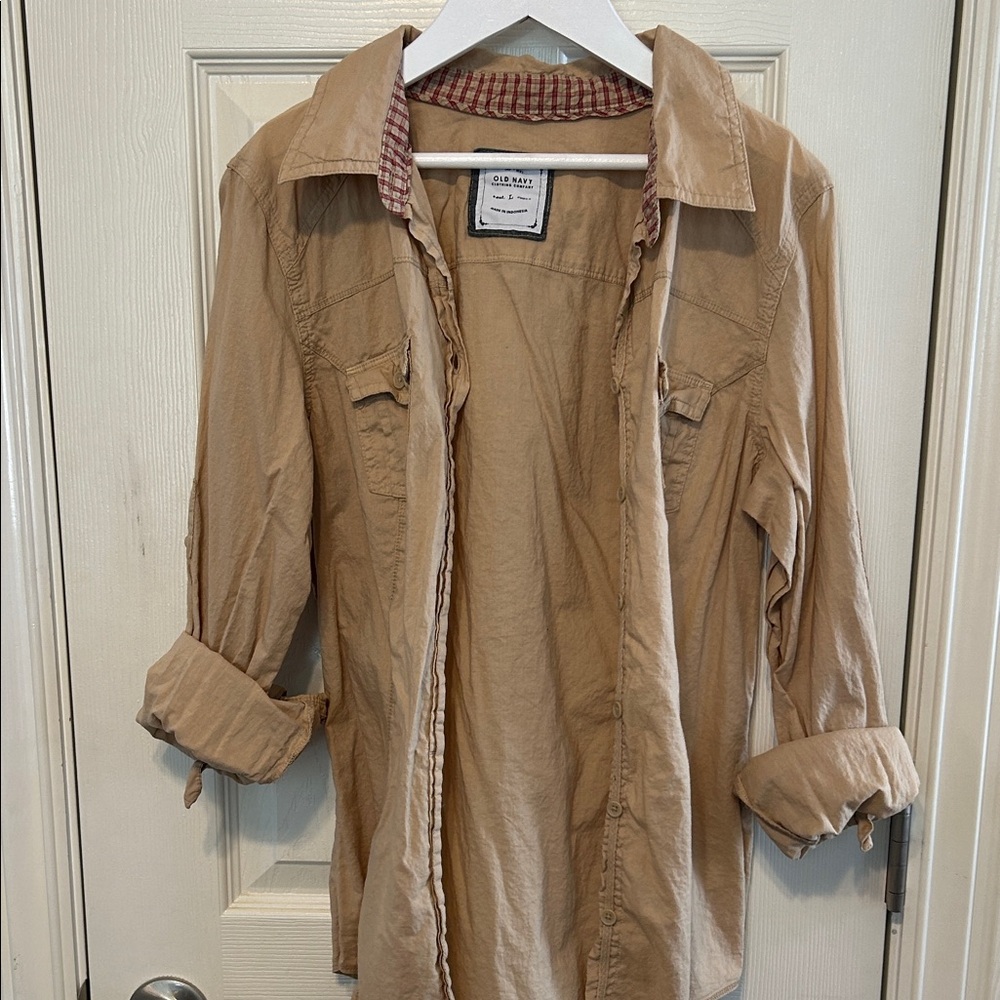 Old Navy Tan Button-Up Shirt